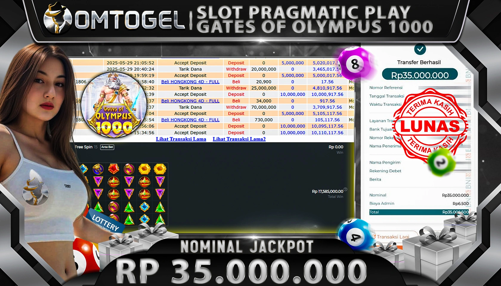 OMTOGEL JACKPOT PRAGMATIC PLAY Rp 35.000.000, - LUNAS