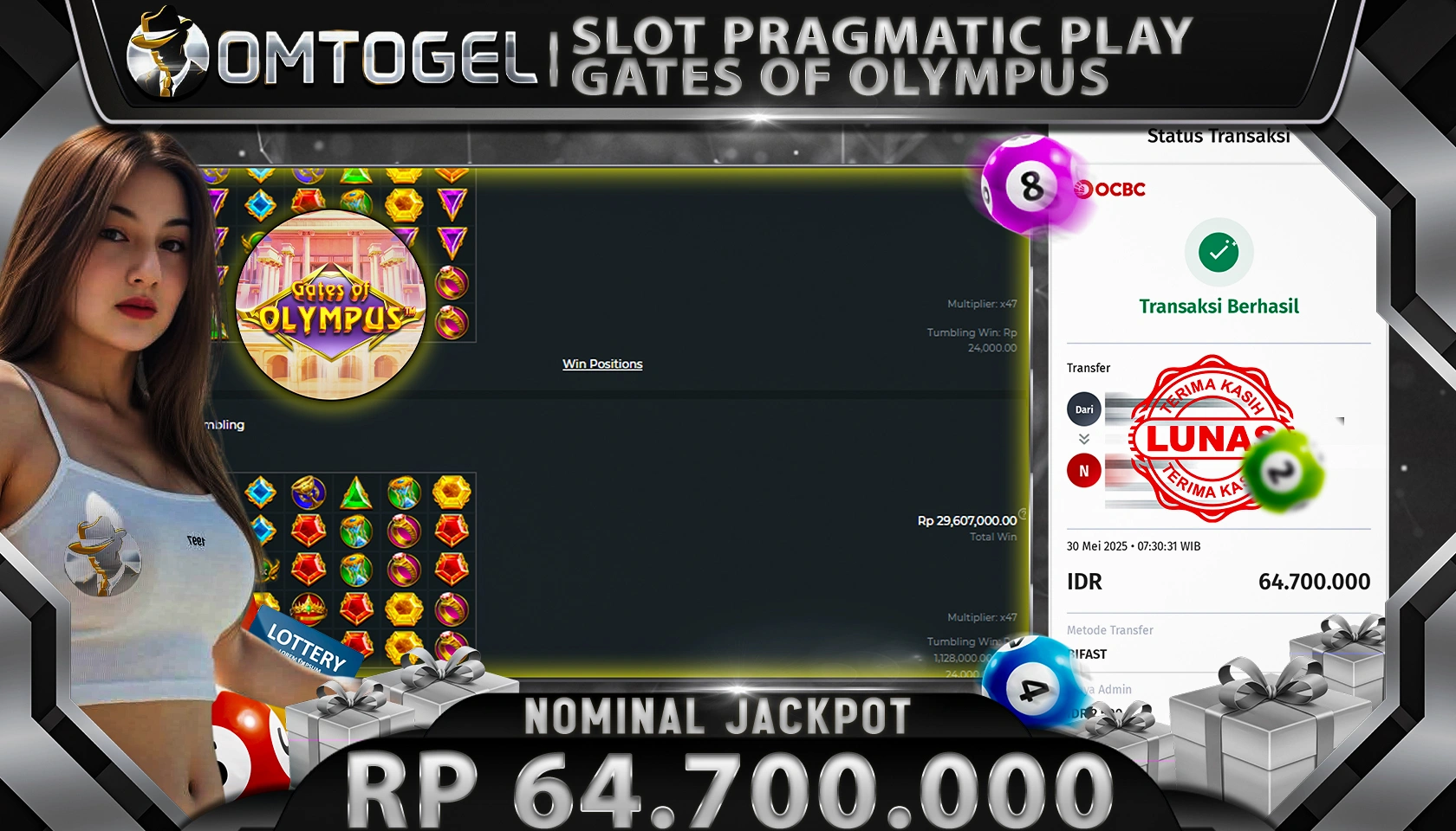 OMTOGEL JACKPOT PRAGMATIC PLAY Rp 64.700.000, - LUNAS