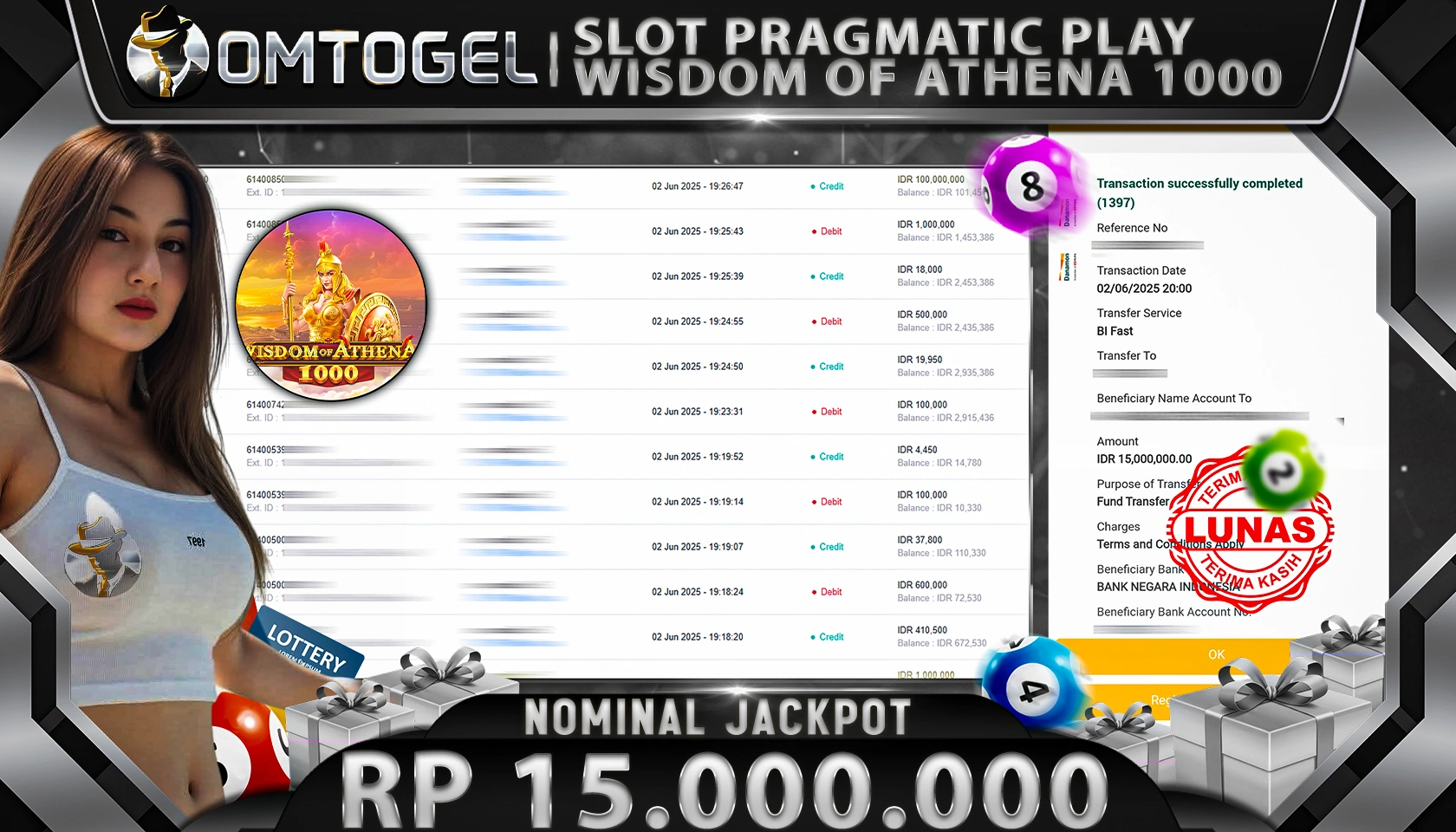 OMTOGEL JACKPOT PRAGMATIC PLAY Rp 15.000.000, - LUNAS 