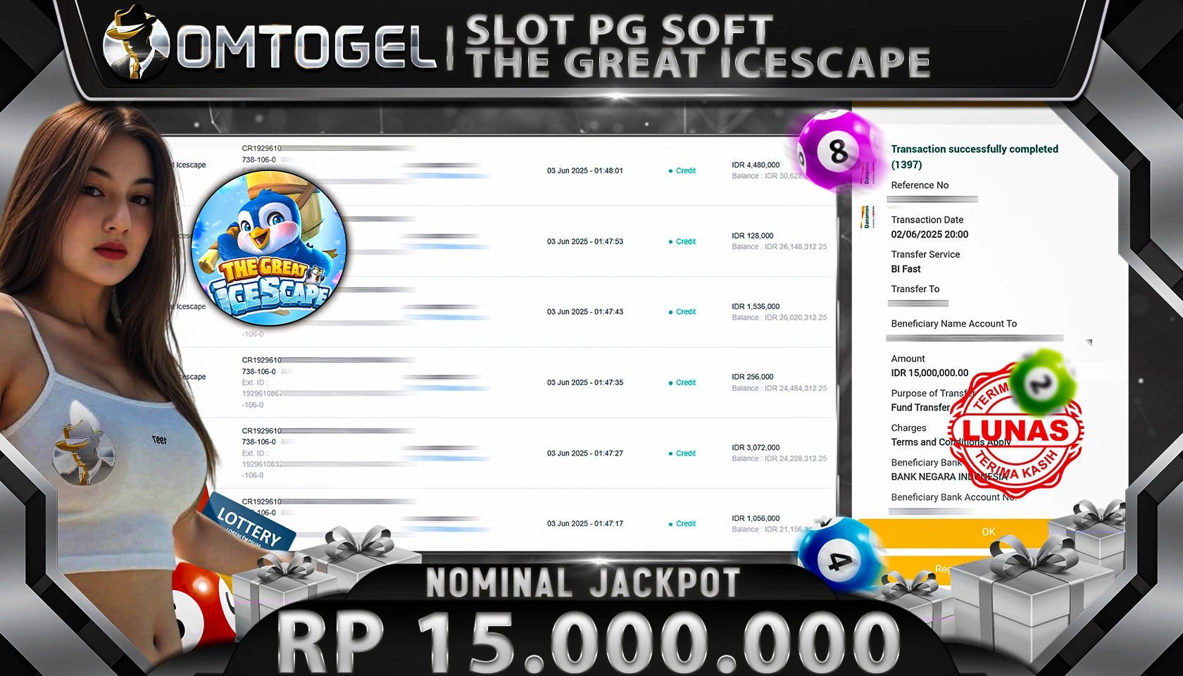 OMTOGEL JACKPOT PG SHOFT Rp 15.000.000, - LUNAS