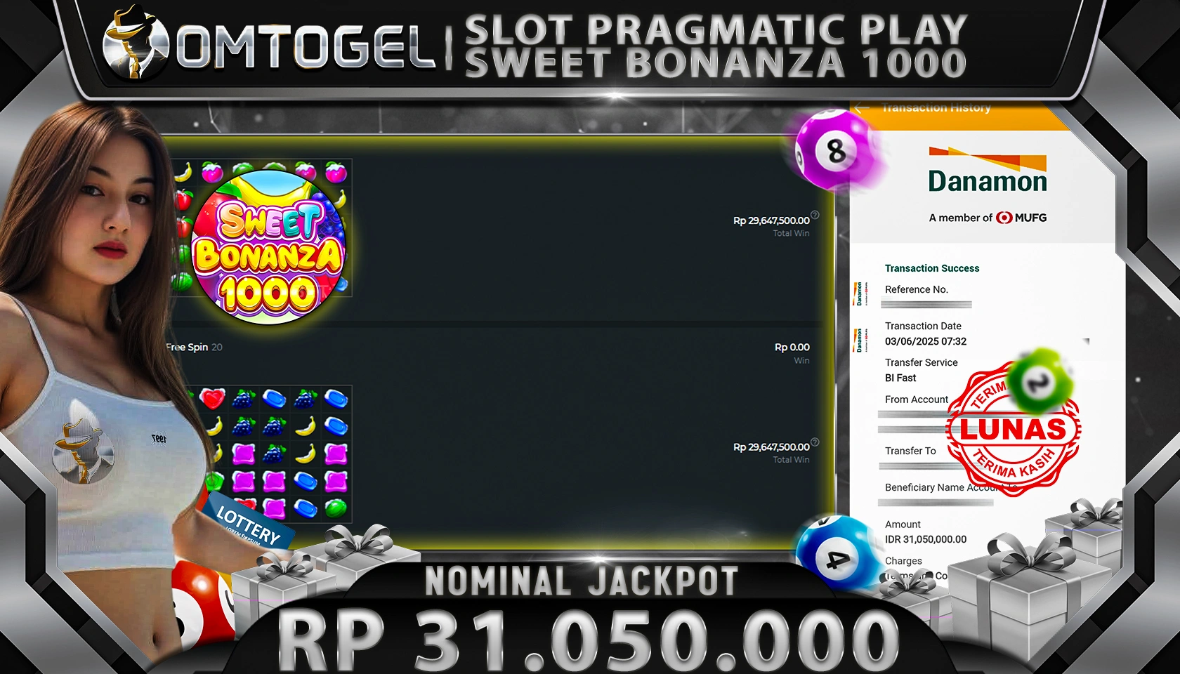 OMTOGEL JACKPOT PRAGMATIC PLAY Rp 31.050.000, - LUNAS
