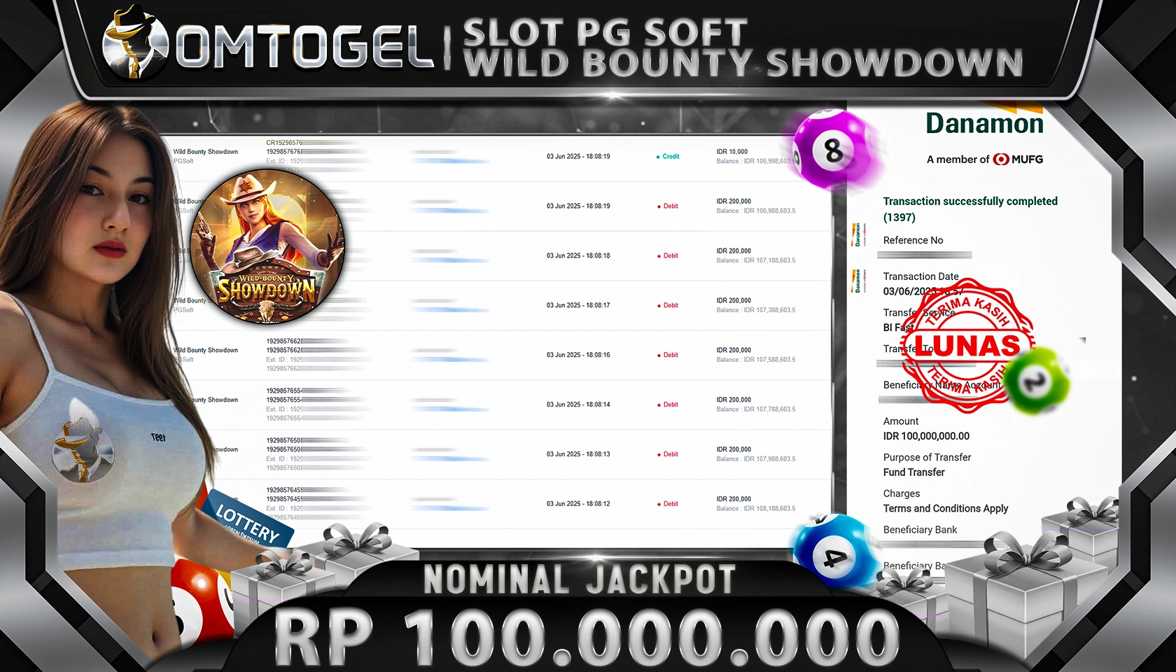 OMTOGEL JACKPOT PG SOFT Rp 100.000.000, - LUNAS 