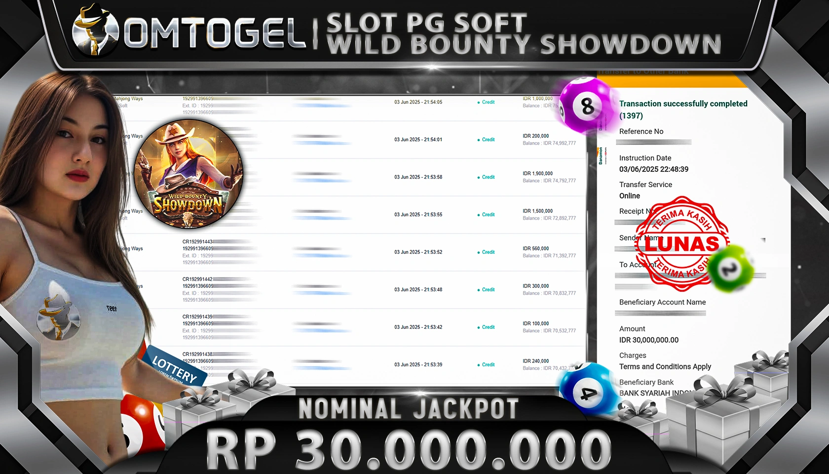 OMTOGEL JACKPOT PG SOFT Rp 30.000.000, - LUNAS