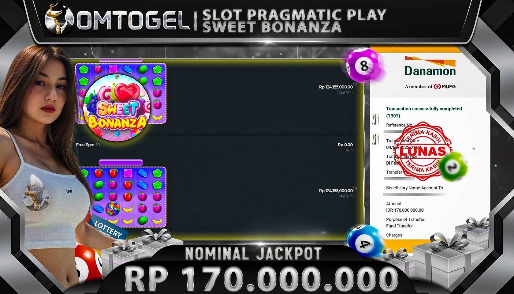 OMTOGEL JACKPOT PRAGMATIC PLAY Rp 170.000.000, - LUNAS 