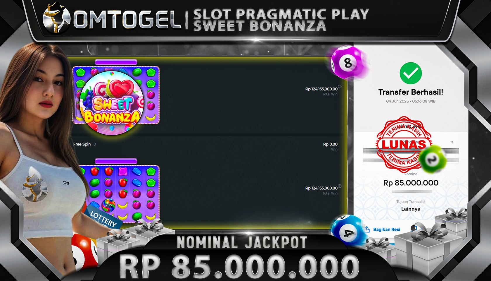 OMTOGEL JACKPOT PRAGMATIC PLAY Rp 85.000.000, - LUNAS 