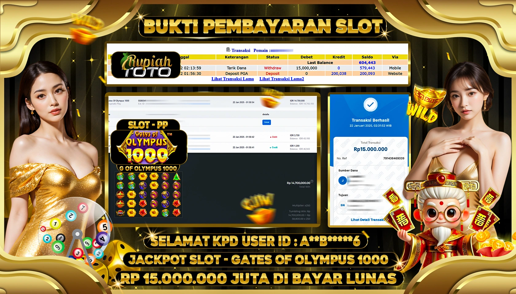 RUPIAHTOTO JACKPOT SLOT GAMES GATES OF OLYMPUS GATES 1000 RP 15.000.000 JUTA LUNAS