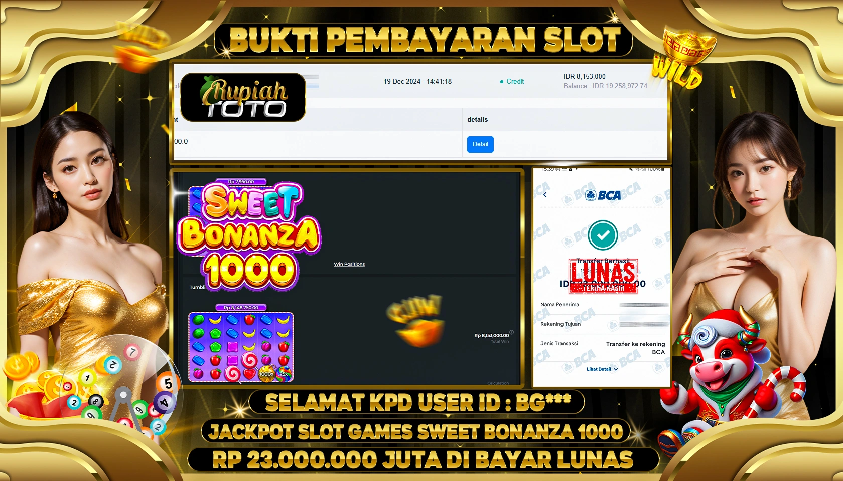 RUPIAHTOTO JACKPOT SLOT GAMES SWEET BONANZA 1000 RP.23.000.000 JUTA LUNAS