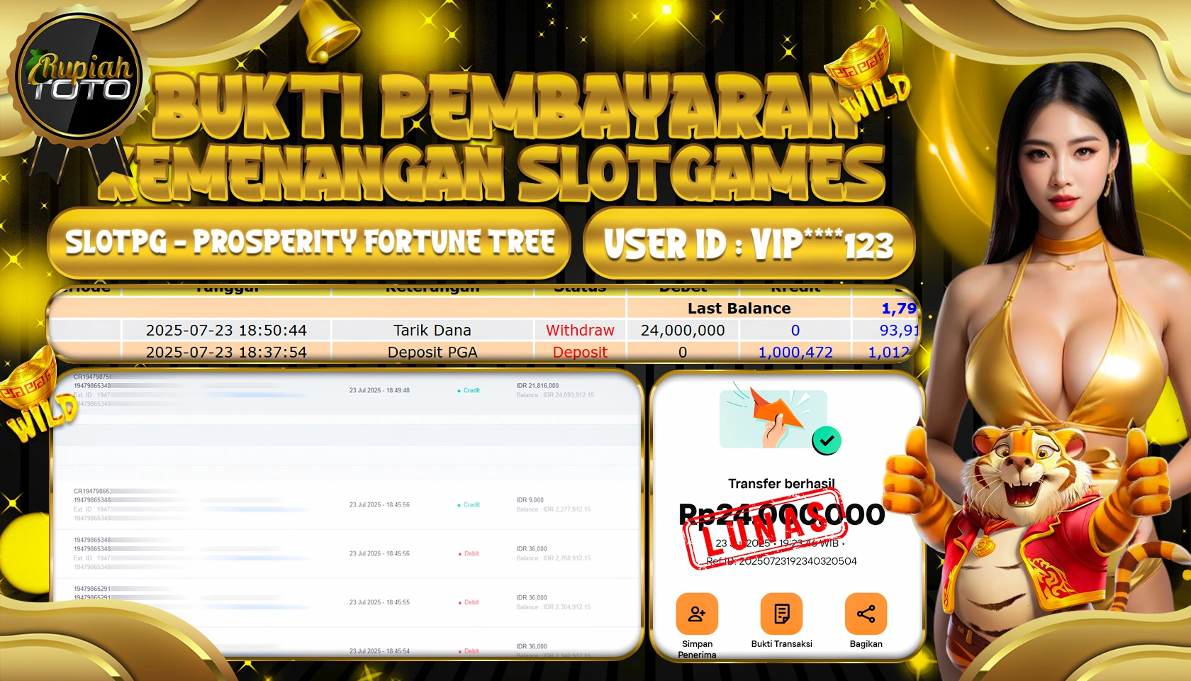 RUPIAHTOTO JACKPOT  DI SLOT GAMES SLOTPG - PROSPERITY FORTUNE TREE RP 24.000.000 JUTA RUPIAH LUNAS