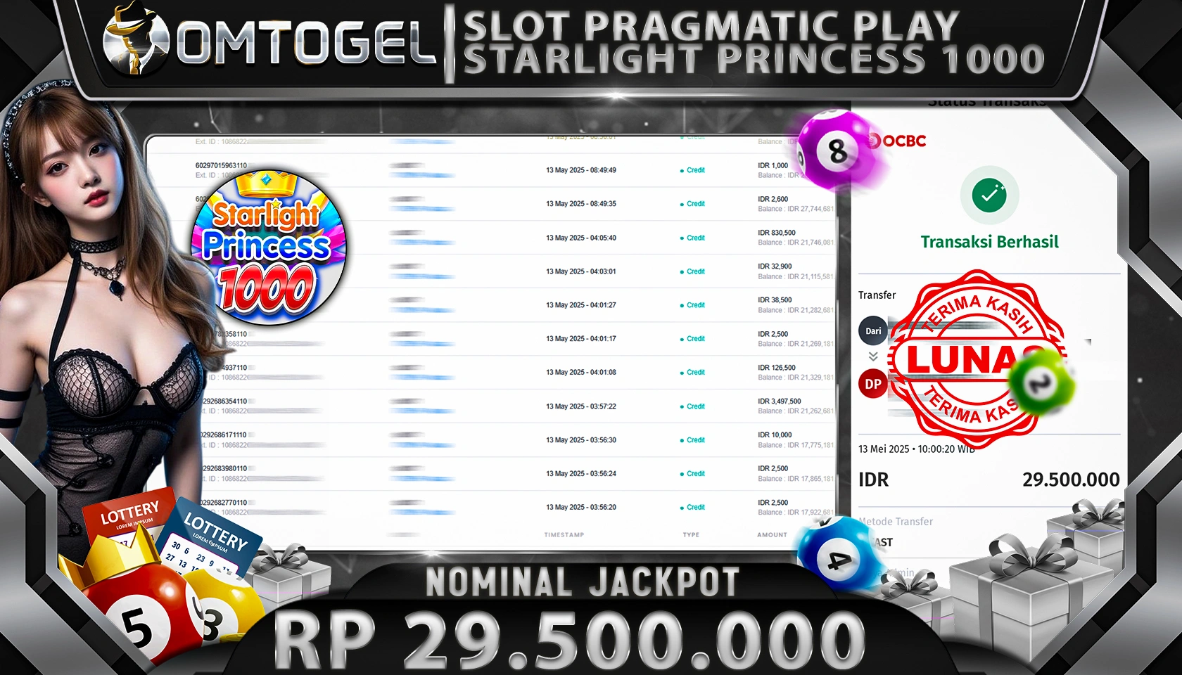 OMTOGEL JACKPOT PRAGMATIC PLAY RP 29.500.000,- LUNAS